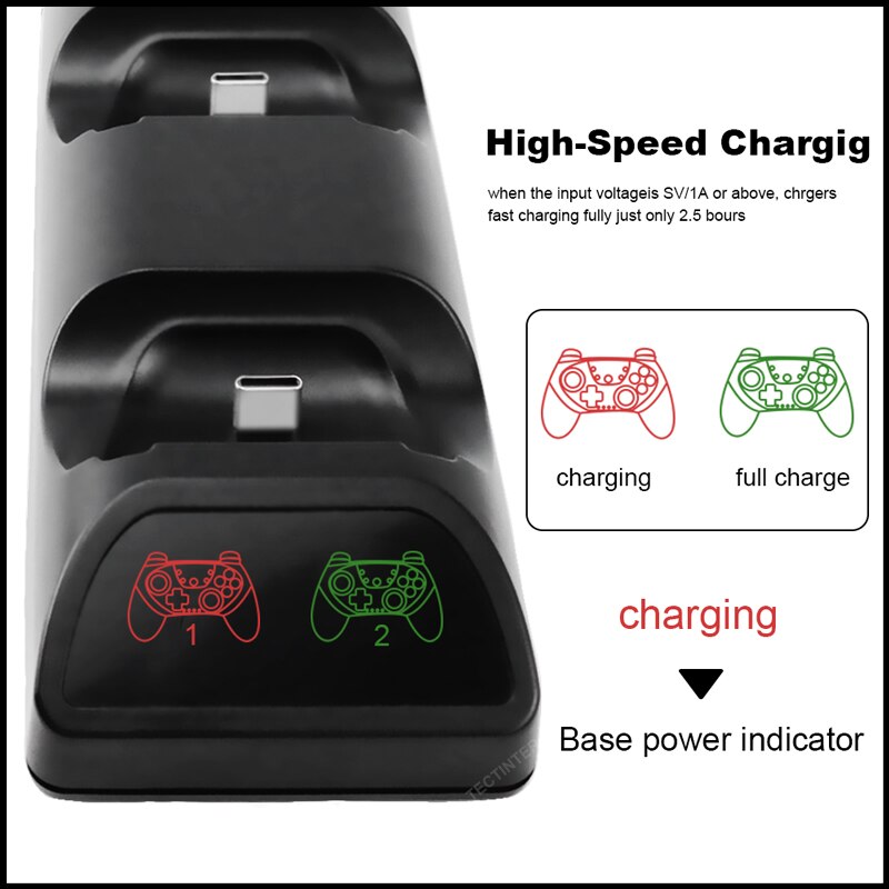 Dual Charger Compatible Nintendo Switch Pro Wireless Gamepad Controller joystick Charging Dock Stand Station Game Accessories