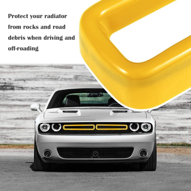 ABS Front Grill Inserts Guards Insert Exterior Accessories Decoration Trim Cover for Dodge Challenger Yellow