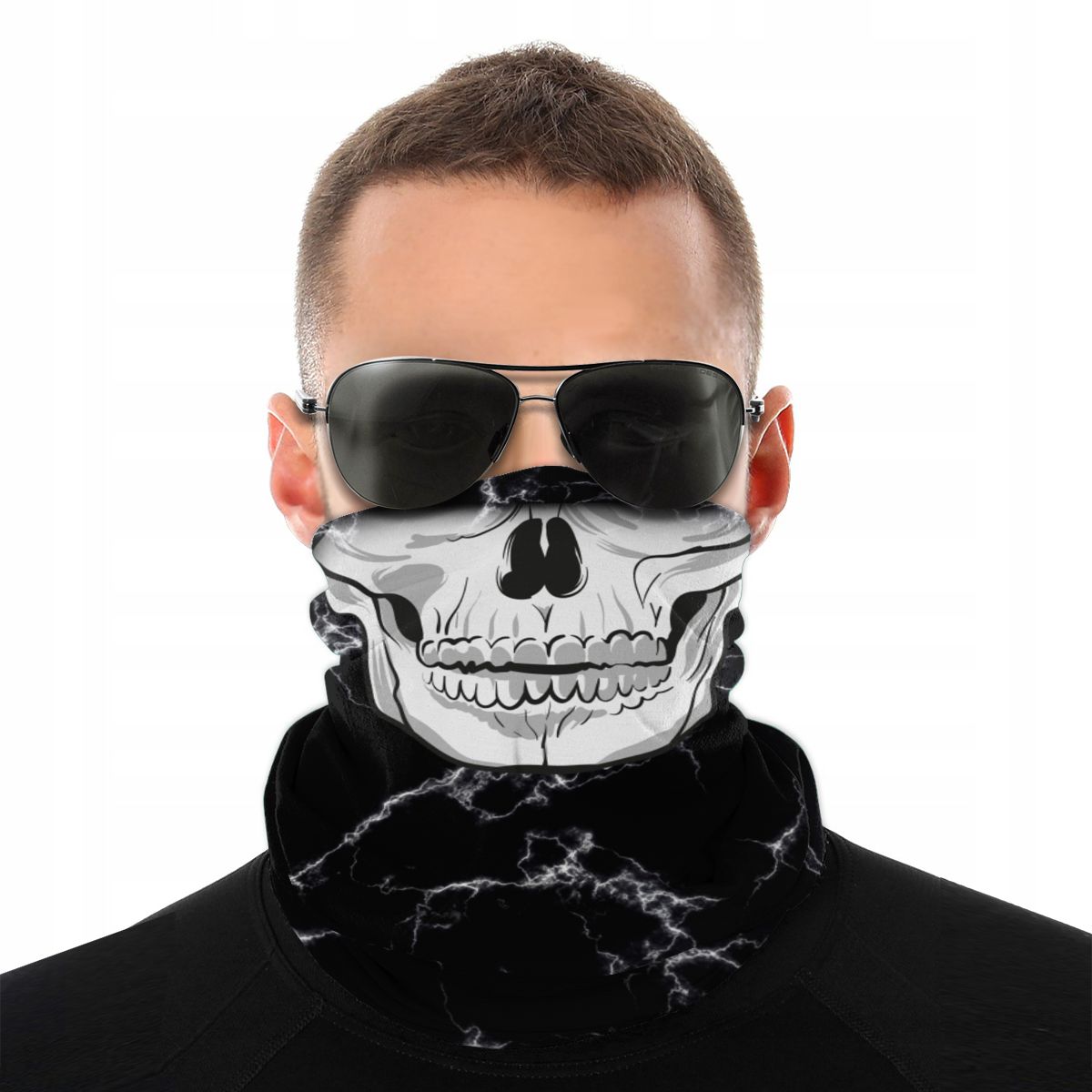 Human Skull Scarf Half Face Mask Unisex Neck Gaiter Skeleton Neck Bandana Dustproof Headband Outdoor Hiking: Default Title
