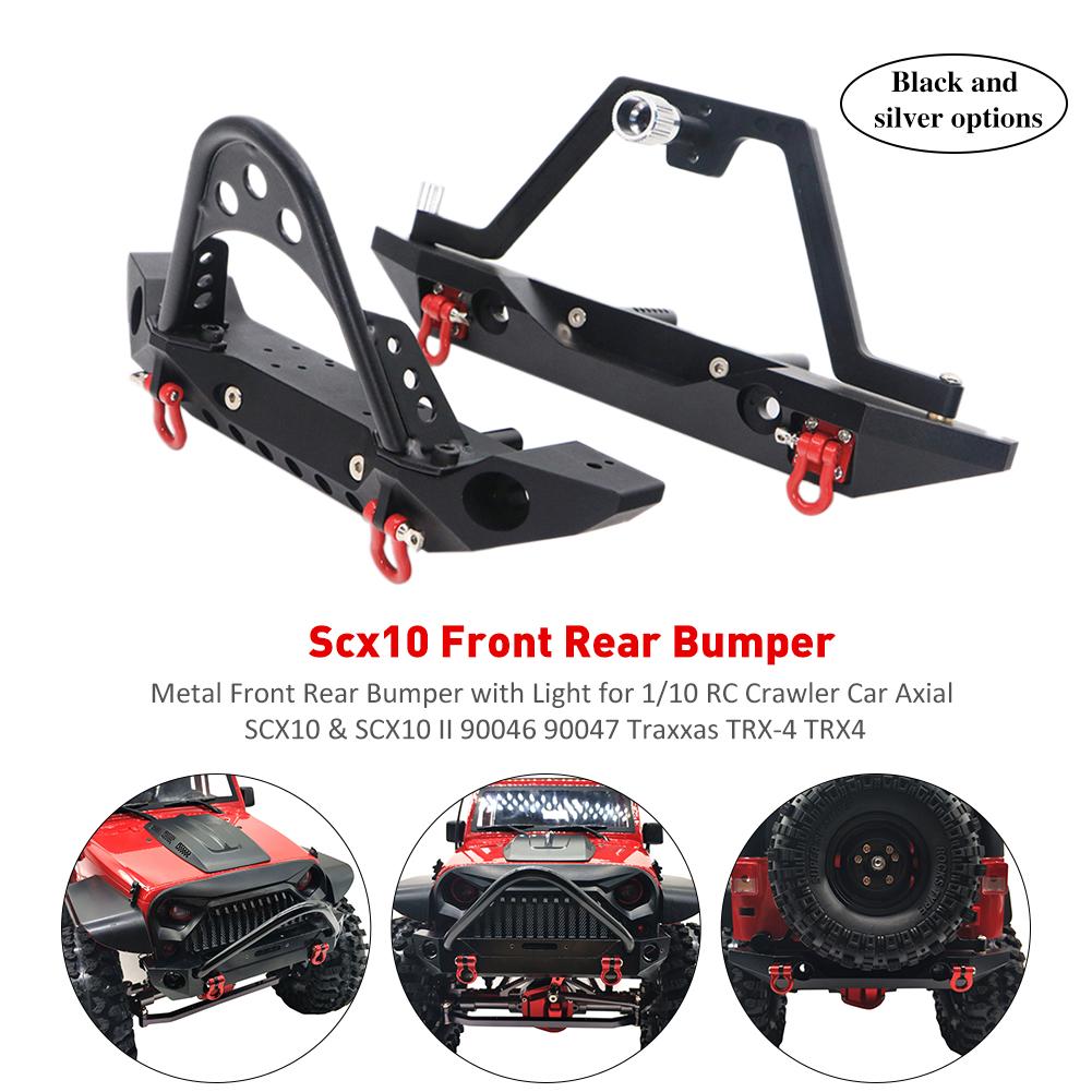RC Car Front & Rear Bumper - Aluminum Bull Bar with Spare Tire Carrier for Axial SCX10 JEEP TRX-4