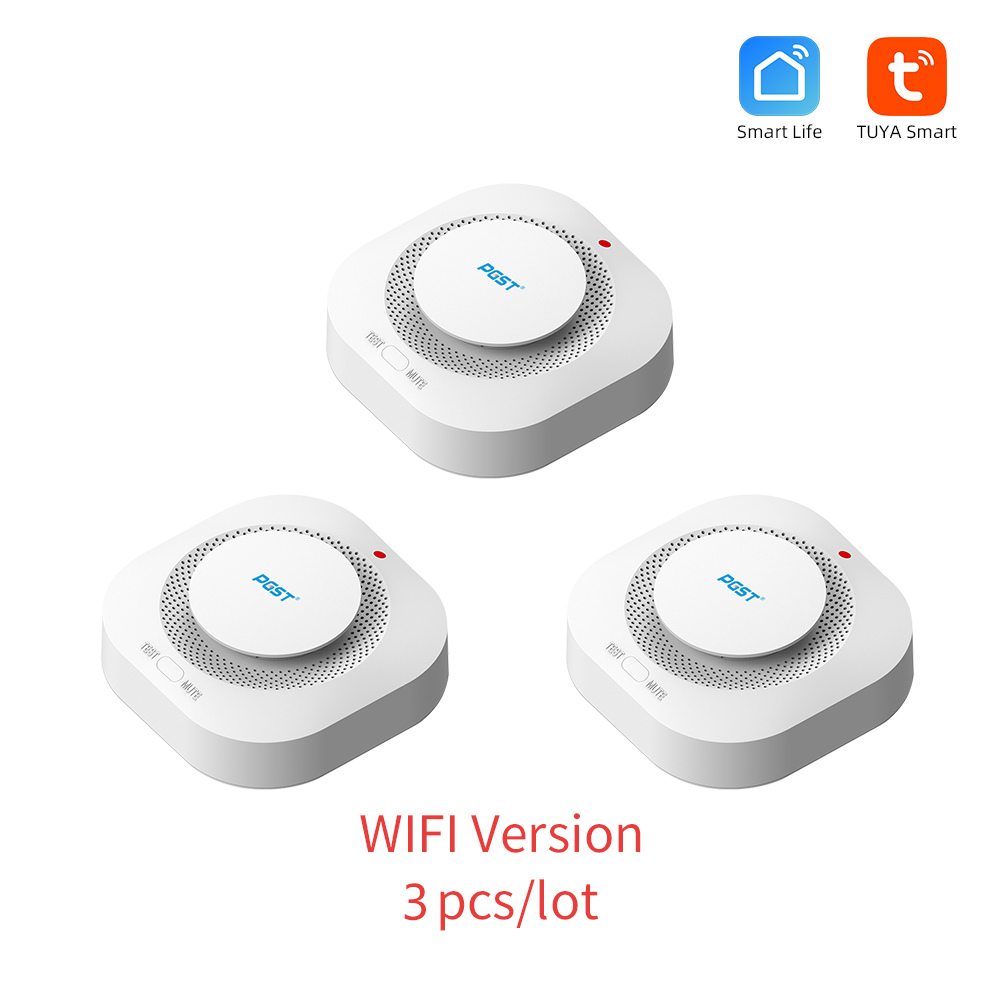 WiFi Fire Protection Smoke Sensor Alarm Detector Smart Life app and Tuya Smart app Control work with Alexa and Google assistant: dark blue