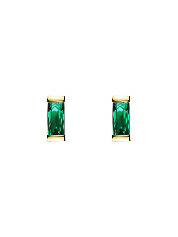 Rectangular Emerald Cz Stud Earrings, Square Cz Studs, Dainty 18K Gold Tiny Minimalist Earrings for Women Girls Stacking jewelry: Default Title