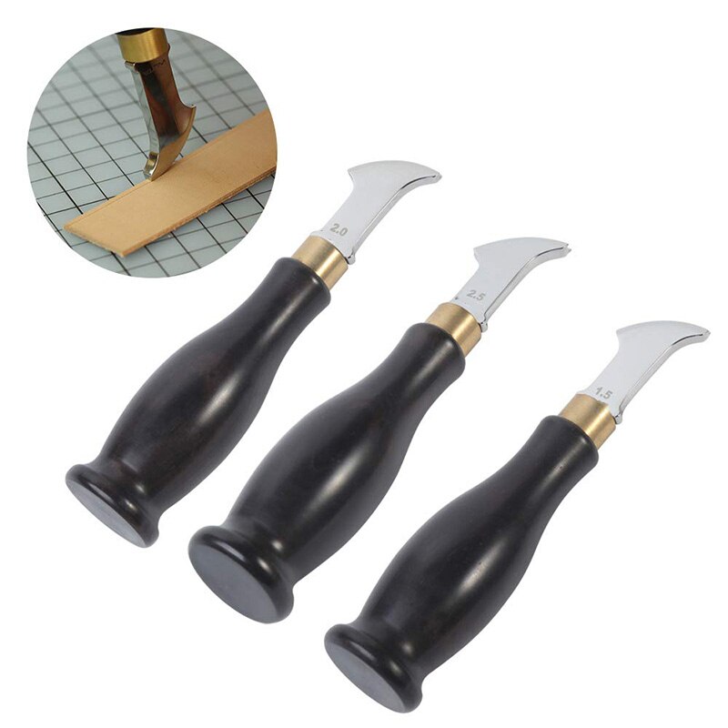 Leather Edge Creaser Leather Edge Creasing Tool, Edge Marking Leather Craft Black Wood Handle Tools,3 Packs(1.5+2+2.5mm)