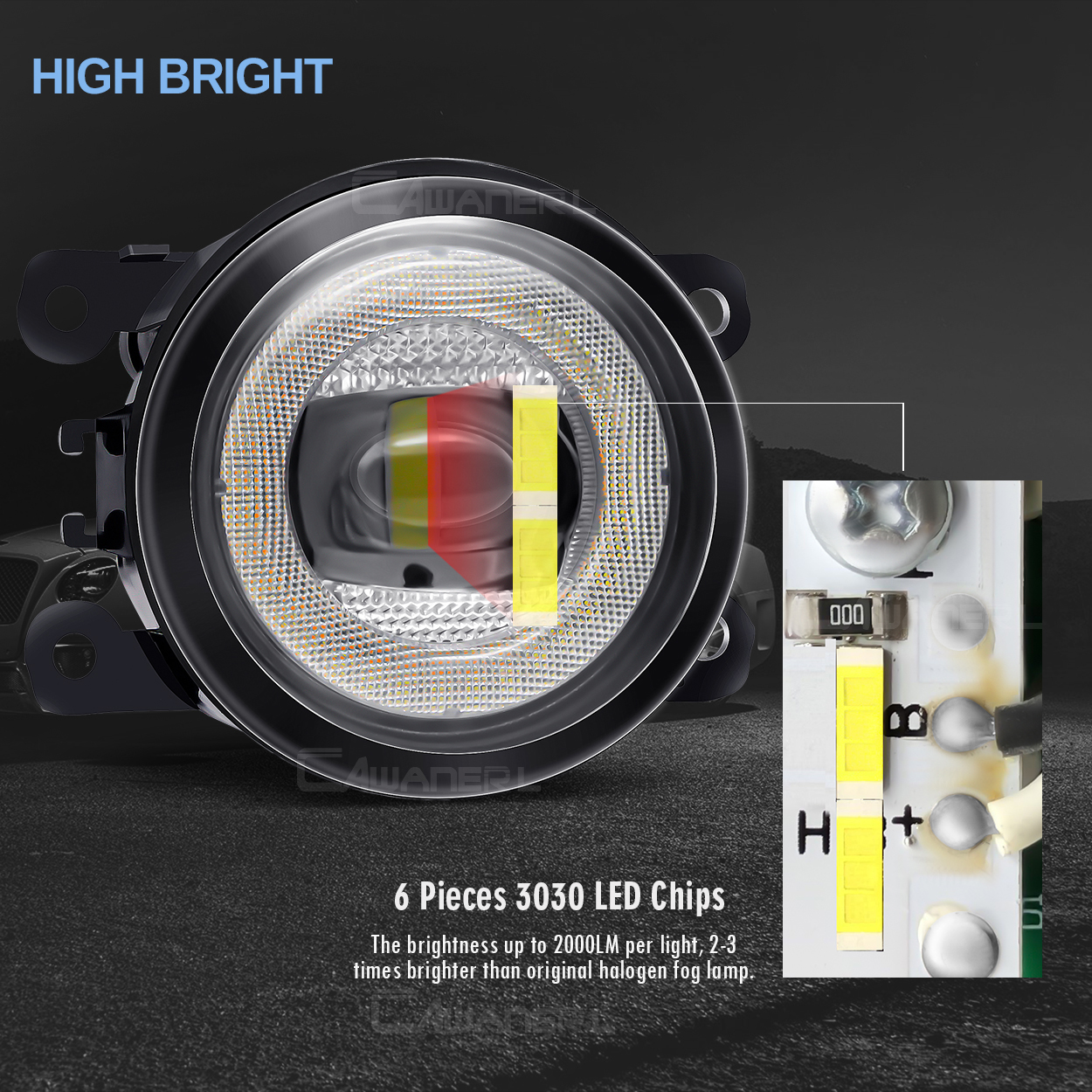 2 Pieces Angel Eye Fog Light Assembly Car LED Fog Lamp + DRL + Turn Light 30W 8000LM 12V For Jeep Renegade Compass Cherokee