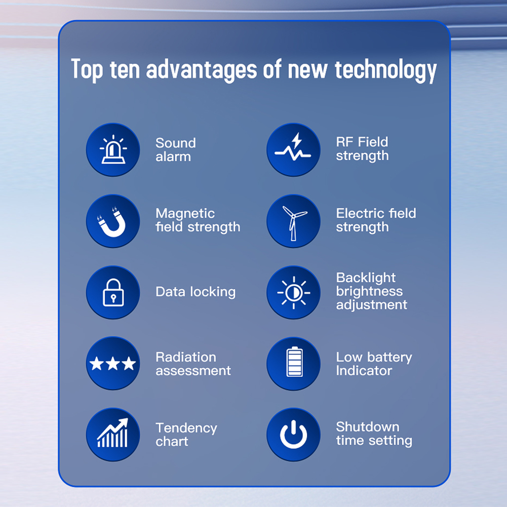 Rilevatore di radiazioni elettromagnetiche schermo a colori retroilluminato misuratore EMF campo elettrico campo magnetico Tester di radiazioni RF allarme sonoro