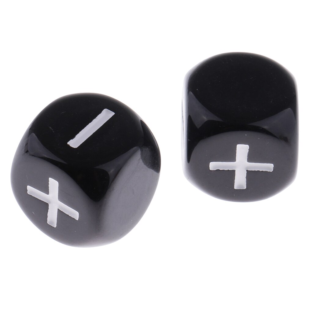 10 Pieces Plastic 6-sided Dice Minus Plus D6 for Party Bar Game Props Outdoor Camping Christmas Birthday Party Game Supply