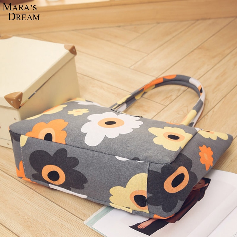 Mara Traum Damen Einzel Schulter Strand Taschen Wasserdichte Leinwand Zipper Faltbare Floral Gedruckt Stirp Einkaufstasche Tote Frauen