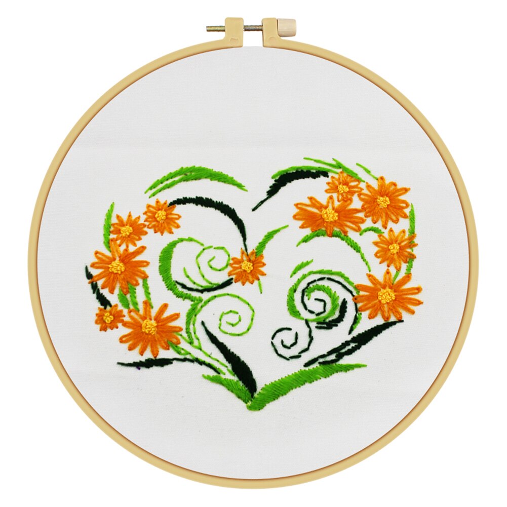 Flor naranja crisantemo flor kit de punto de cruz algodón seda bordado de hilo DIY hecho a mano costura set decoración del hogar