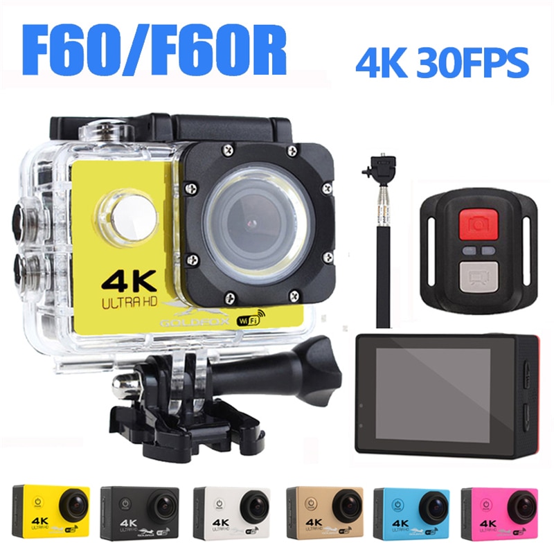 Ultra HD 4K Action WiFi Della Macchina Fotografica Videocamere 16MP 170 Go Cam Deportiva 2 pollici di Schermo F60 F60R Impermeabile di Sport camera pro 1080P cam