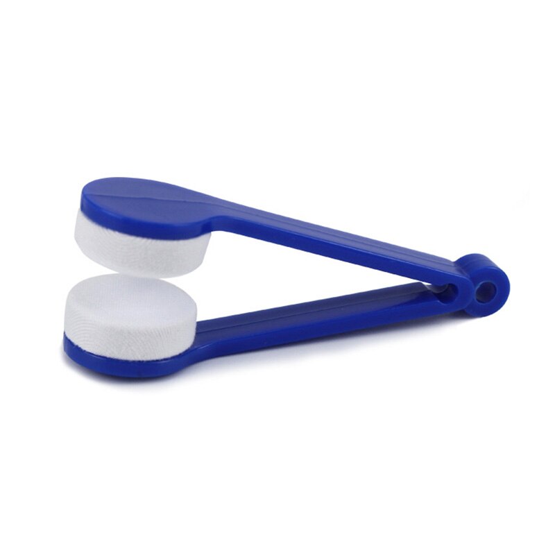 1Pc Mini Twee-Side Bril Borstel Microfiber Brillen Cleaner Bril Schoonmaken Wrijven Cleaner Lenzenvloeistof Borstel Scherm Wrijven: Blauw