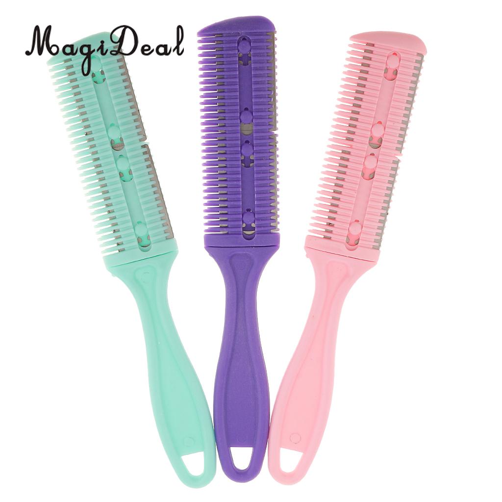 Hair Cutter Thinning Shaper Comb Razor Blades Trimmer Barber Remover Tool randomly Color stainless steel