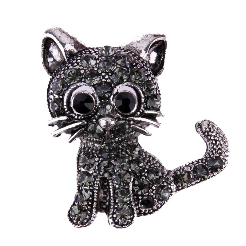 Legering Kristal Leuke Kat Broche Kleding Pin Party Kledingstuk Accessoires Blouse Broches Hals Decoratie Mode Vrouwen Sieraden