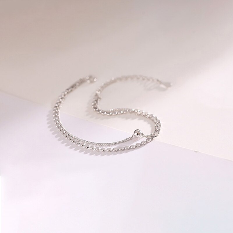 S925 stempel zilveren kleur dubbele laag kralen ketting armband delicate kleine kralen armband voor vrouwen sieraden s -b350