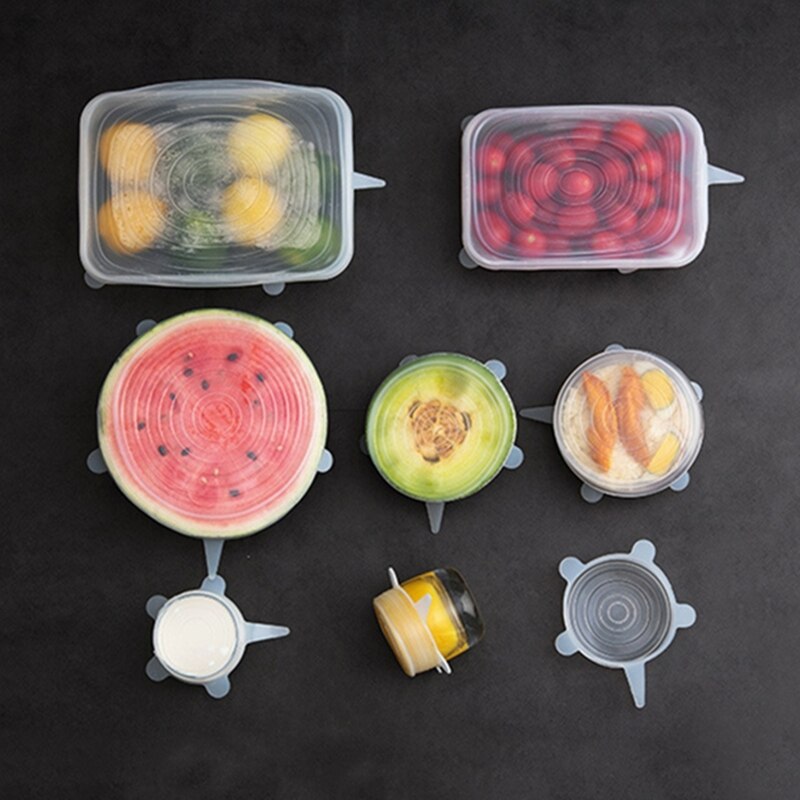 2Pcs Siliconen Caps Zuig Pan Deksel Stretch Deksels Vacuüm Seal Zuig Siliconen Covers Voedsel Wrap Kom Pot Deksel Keuken accessoires