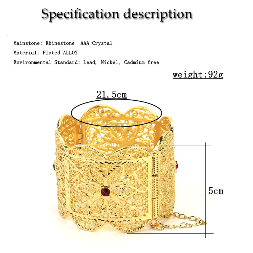 Sunspicems-brazalete de brazo ancho para mujer, brazalete africano de Color dorado, joyería argelina de boda, flor mate hueca, de novia marroquí