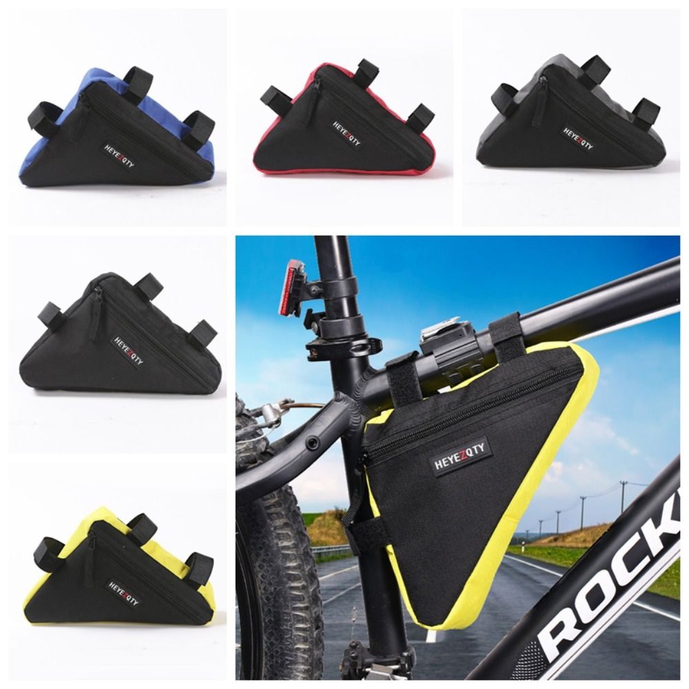 Borsa triangolare per bicicletta in poliestere Borsa portaoggetti ultraleggera per trave per bici Borsa per telaio da sella durevole di grande capacità