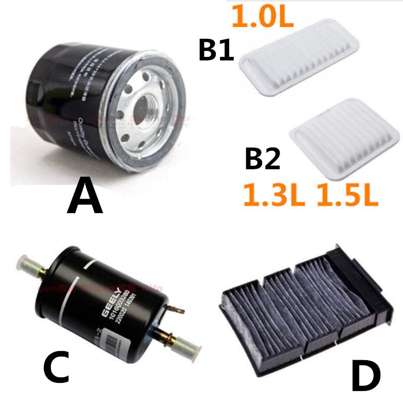 Car air/conditioning/fuel/lubricating oil four filter kit for Geely LC ,Geely GX2,Geely Emgrand XPandino,Panda