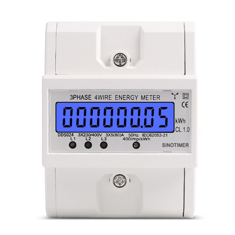 3 Phase 4 Wire Electronic Power Consumption Energy Meter Intelligent LCD Digital Backlight Display Wattmeter Home 380V 50Hz: 24