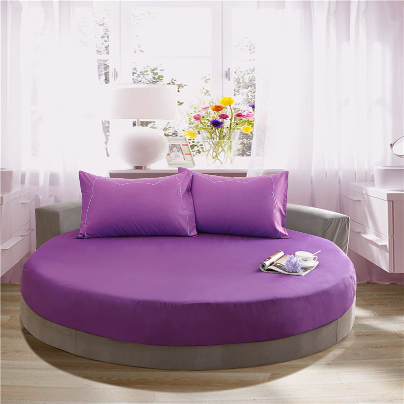 100%  runda bomullslakan romantiska enfärgade runda lakan sängkläder set övermadrass 200cm 220cm tema hotell