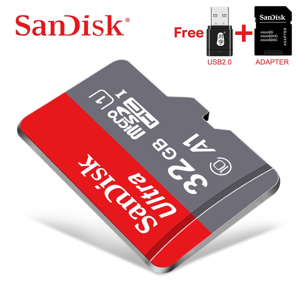 100% Originele Sandisk Micro Sd Card Class10 Tf Card16gb 32Gb 64Gb 128Gb Geheugenkaart Voor Telefoon En Tafel pc Met Adapter