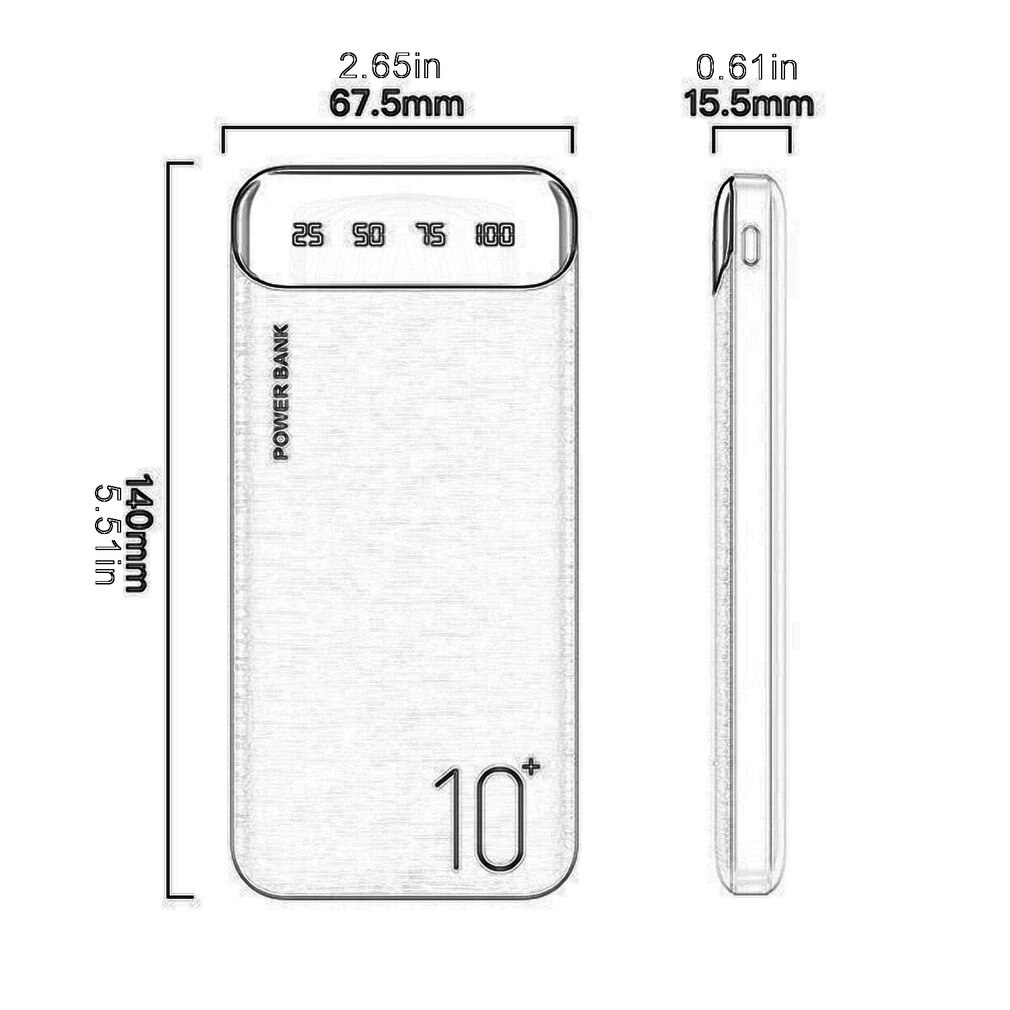 Snelle Charging10000mAh Power Bank Draagbare Mobiele Voeding Met Digitale Scherm Batterij Oplader Voor Xiaomi Iphone