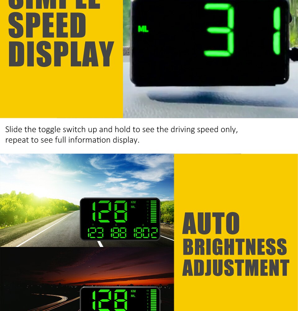 Best GPS Car Tracker C90 GPS HUD Speedometer Tracker Digital Car Speed Display Real-time Track Compatible with all Cars & Trucks