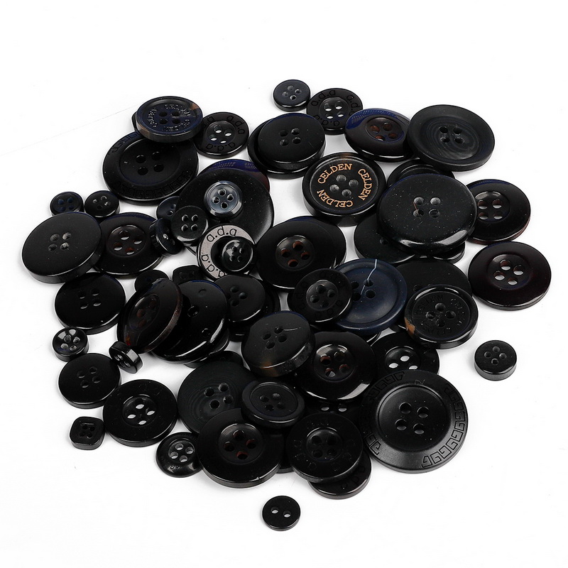 Mixed Color & Size Small Plastic Buttons Round Cartoon Button DIY Craft Scrapbooking Sewing Garment Accessories: Black