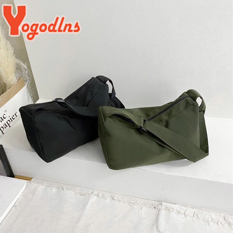 Yogodlns vintage nylon yksivärinen käsilaukku rento olkalaukku yksinkertainen olkalaukku naisen kainalokassi kukkaro