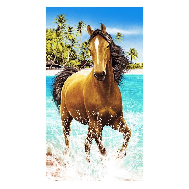 180*100Cm, Microfiber Slaapkamer Outdoor Camping Strandlaken Polyester Rechthoek Paard Leuke Hond