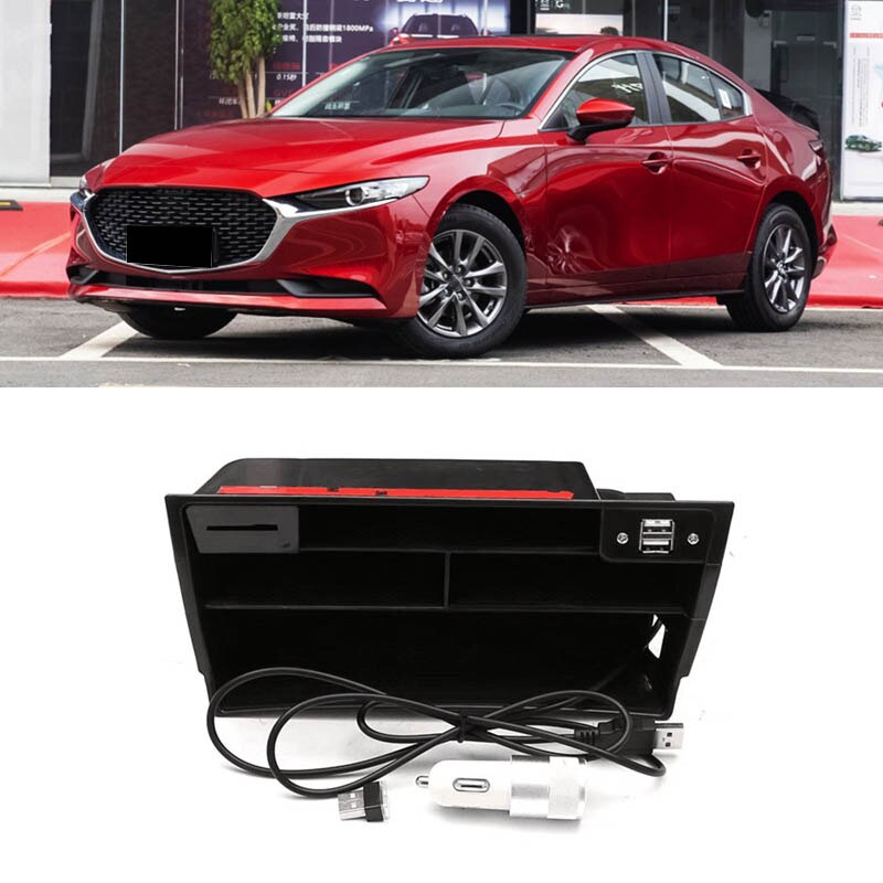 Car Central Control Multifunction Storage Box Car USB Charger Storage Box for Mazda 3 Axela