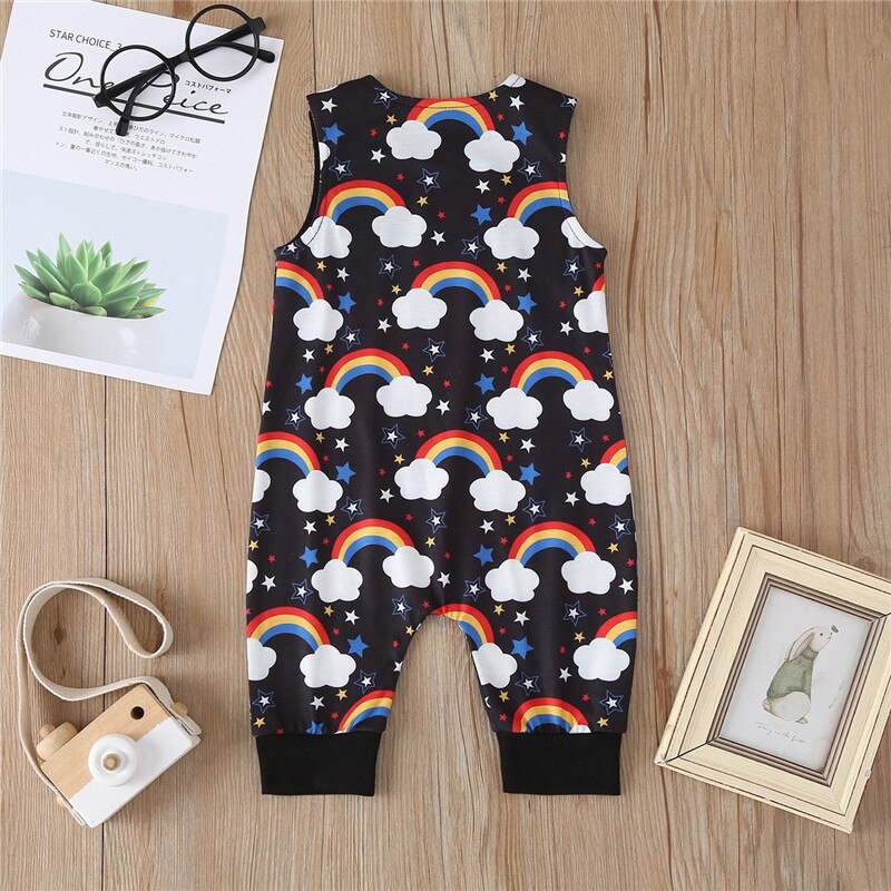 Emmababy Baby Boy Girl Cotton Rainbow Printed Rompers Summer Playsuit Clothes