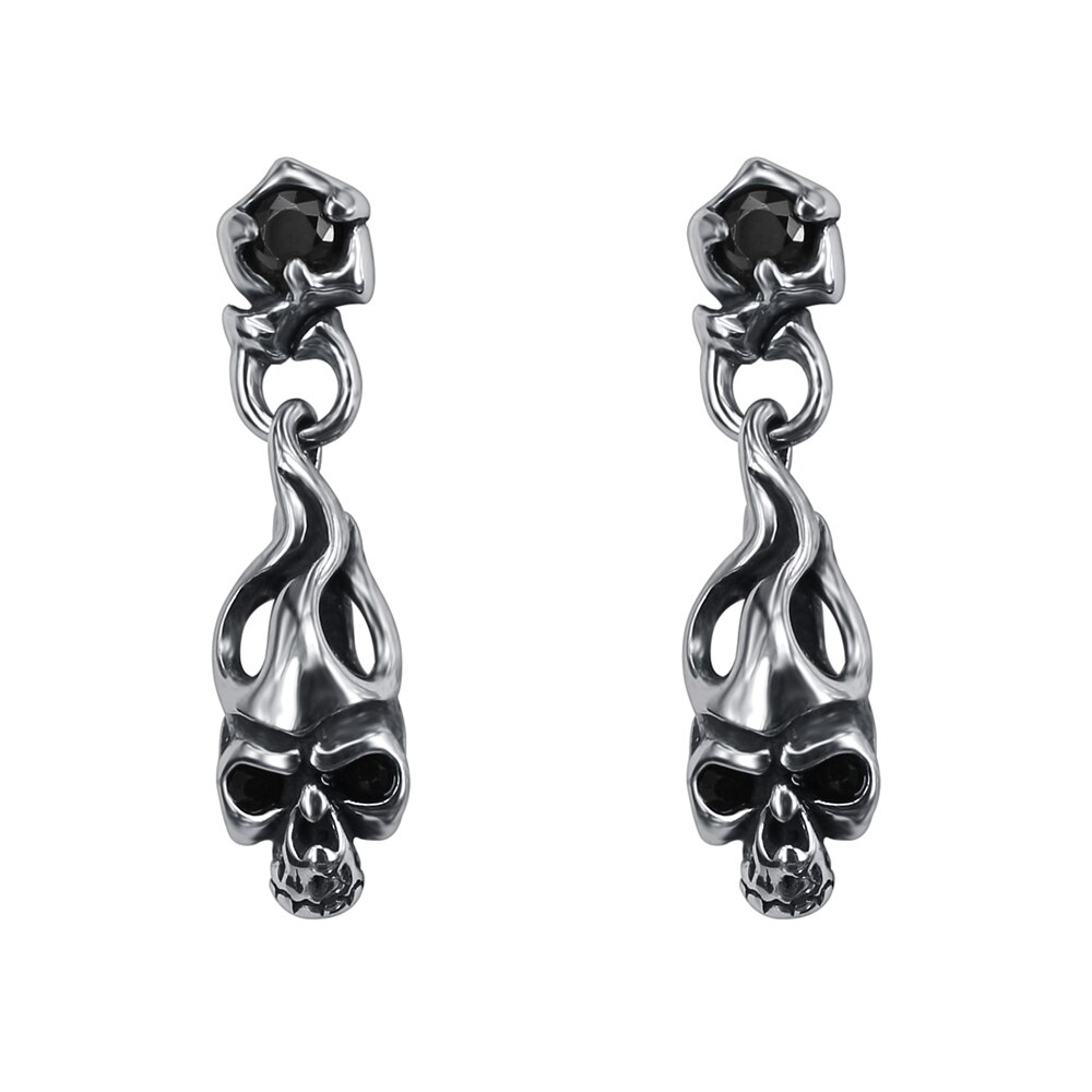 AOEDEJ Mens Punk Skull Stud Earrings 316L Stainless Steel Earrings Snake Hip Hop CZ Earrings Gothic Jewelry: A