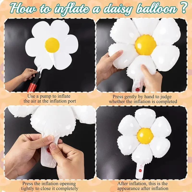 1/10 Stuks Daisy Ballon Enorme Witte Bloem Aluminiumfolie Ballonnen voor Verjaardag Baby Douche Bruiloft Daisy Party Decoraties benodigdheden
