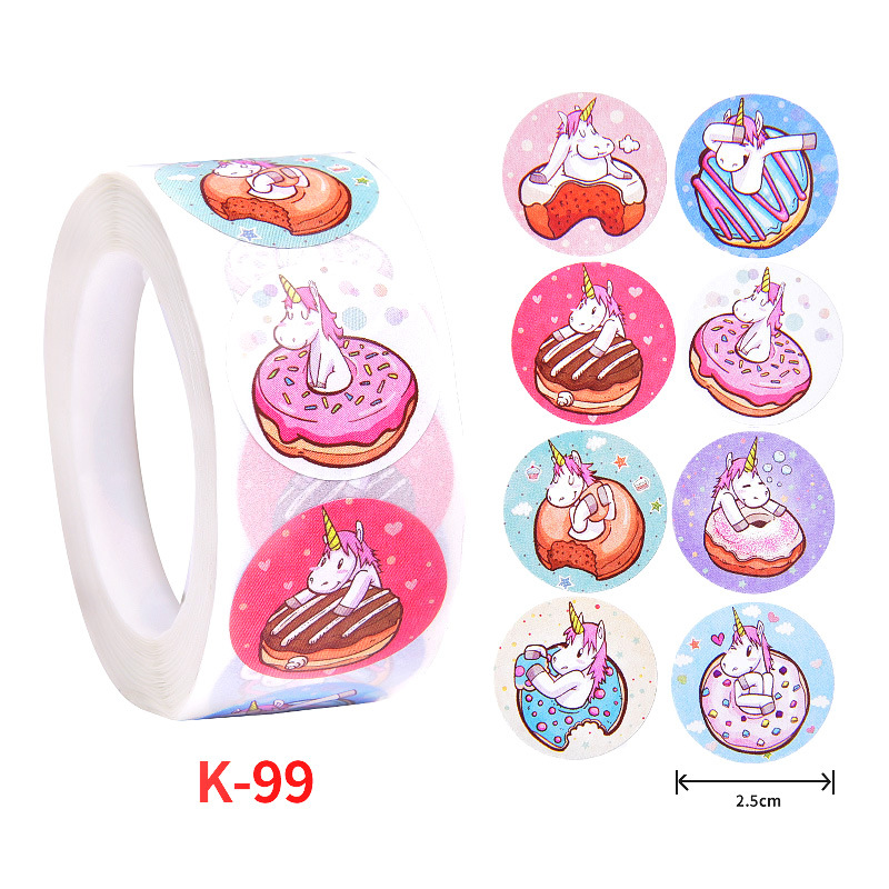 500Pcs Children's Cartoon Animal Stickers Baby Stickers Kindergarten Inspirational Little Red Flower Reward Roll Stickers