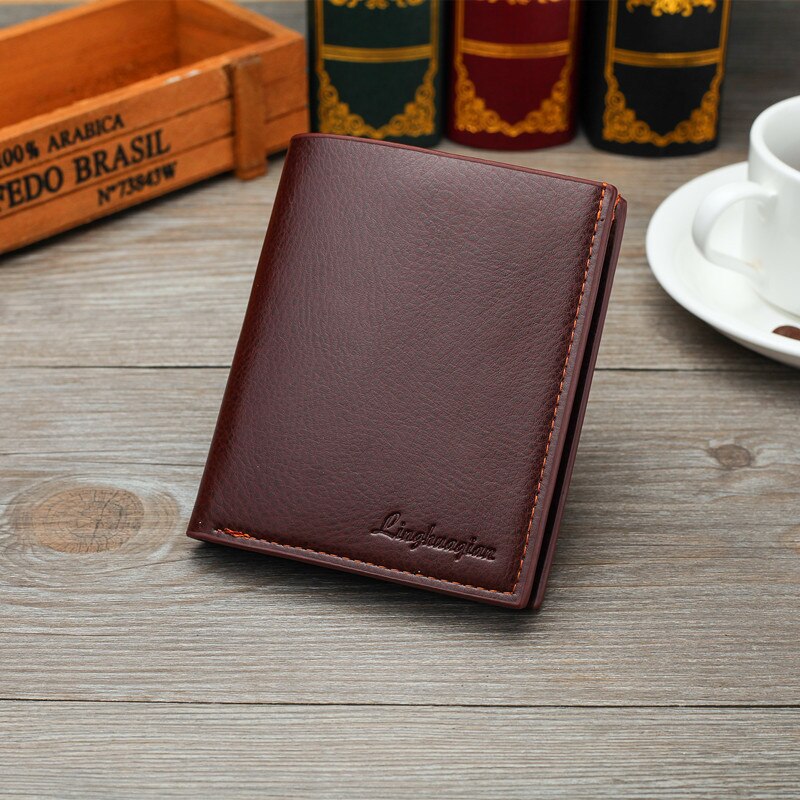 Mens Business Pu Leather Wallet Credit Card Holder Purse Rits Compartimenten Mannelijke Mini Zakelijke Portemonnee