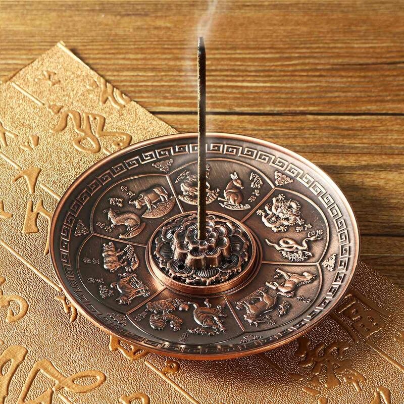 Retro 5 huller lotus røgelse brændere drage røgelse holder pind kegle røgelse tallerken buddhisme hjemmekontor dekoration håndværk