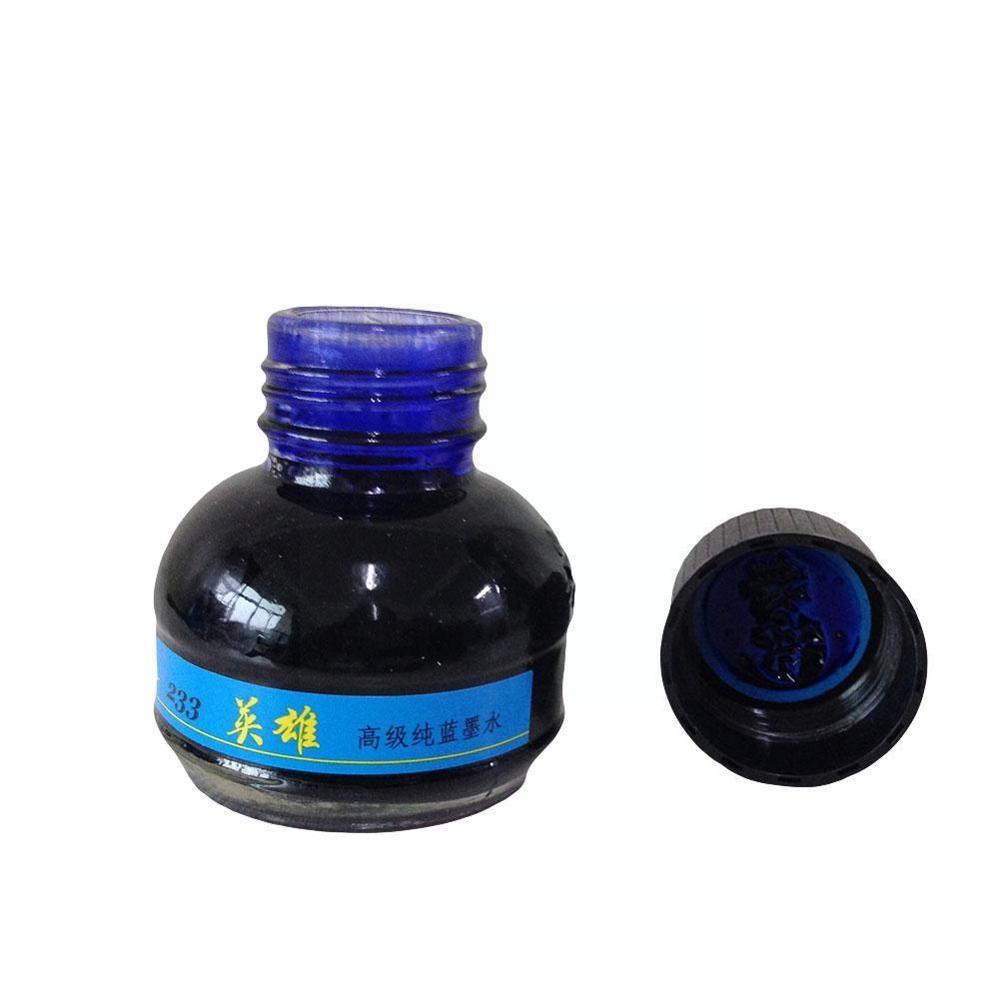 60ml Bottled Blue Fountain Pen Ink Hero 233 Writing Ink Fountain Office Supplies Refill Student Glass Smooth School Station J1w6