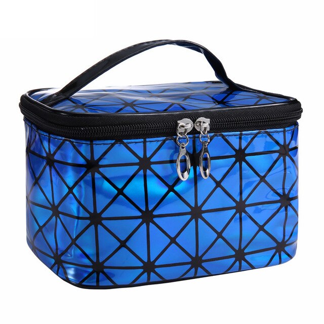 Multifunctional geometric cosmetic bag Women Leather waterproof cosmetic makeup bag travel organizer for toiletry bag: 2