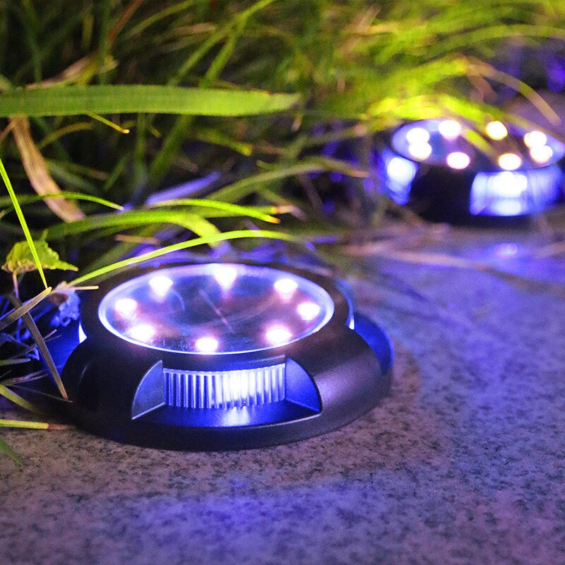 Solar Tuinverlichting 8 + 4 Led Solar Grond Lichten Waterdichte Licht Ondergrondse Sensing Landschap Verlichting Voor Gazon Pathway Lamp