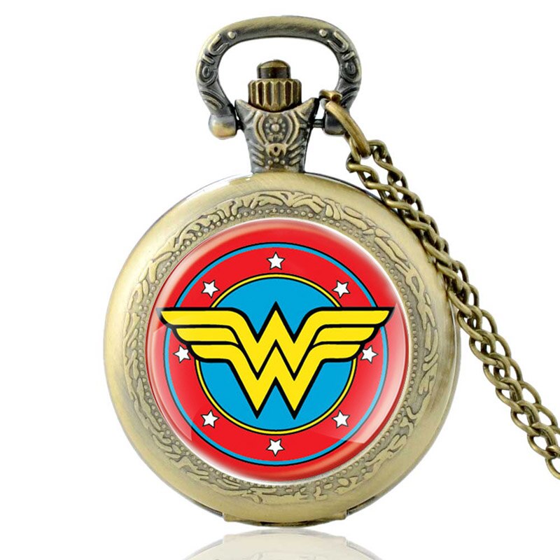 Zwarte Klassieke Wonder Meisje Glas Cabochon Quartz Zakhorloge Antieke Mannen Vrouwen Hanger Ketting Horloges: Bronze