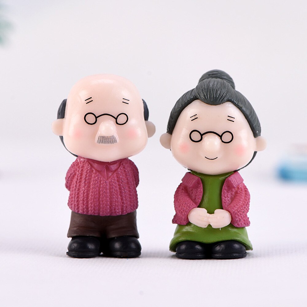Figurines en forme de Terrarium de grand-père | Figurines mignonnes de Couple amoureux sur chaise, Figurines miniatures de grand-père, accessoires de jardin féerique: B2