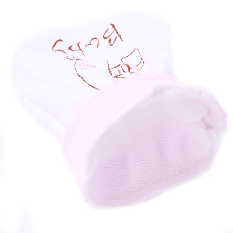 Teste padrão dos desenhos animados anti-agarrar luvas quatro estações segurança recém-nascido para a proteção do bebê rosto mitten: pink