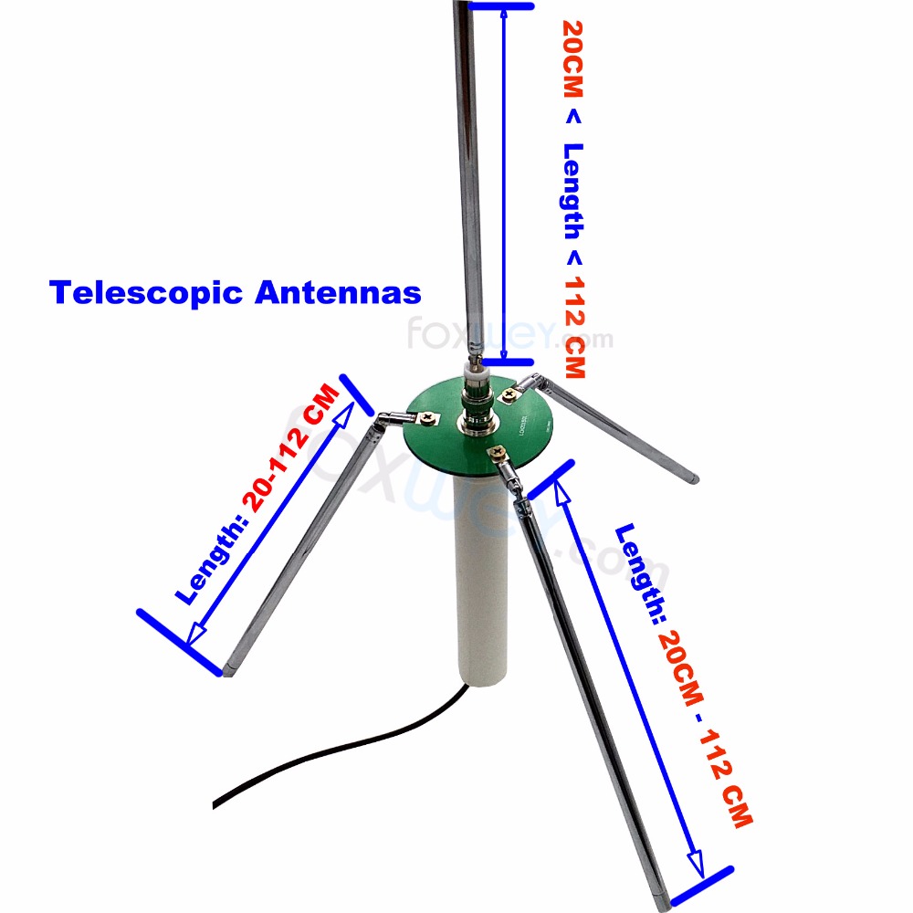 Draagbare comet GP 3 antenne 1/4 "golf FM antenne voor zender & ontvanger met telescopische antenne 68-350 MHz BNC plug FOXWEY