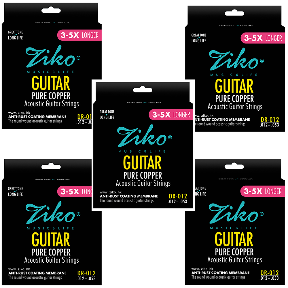 ZIKO – cordes de guitare acoustique en acier au carbone, noyau en alliage Hexangon, ensemble de 6 cordes en laiton profond DR 010 011 012, accessoires pour débutants: vert militaire