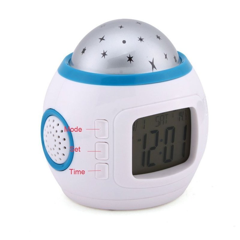 Kinderen muziek sterrenhemel snooze digitale led-projector wekker kalender thermometer relogio de mesa despertador