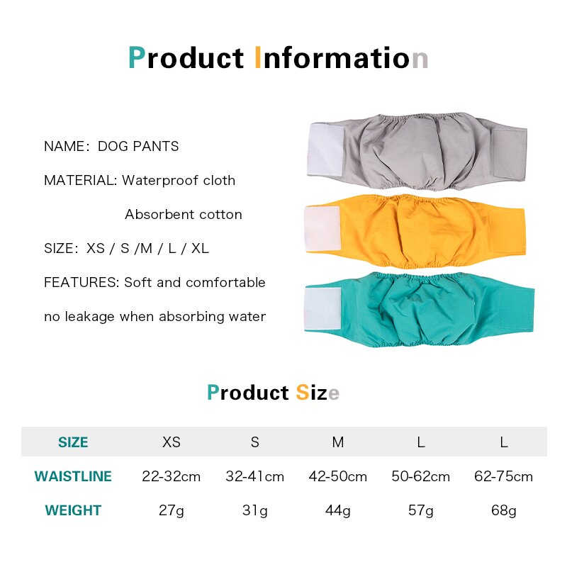 Pet Diapers Panties for Dogs Waterproof Breathable Male Disposable Diapers for Dogs Nappies Dog Physiological Pants Pet Supplies