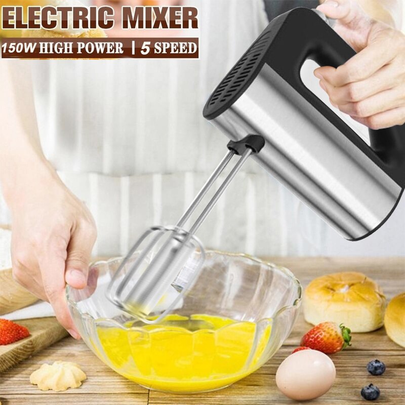 Elektrische keukenmixer, handbediende eierklopper, 5 snelheden, praktische garde voor melk, koffie, shaker, mixer, kookgereedschap