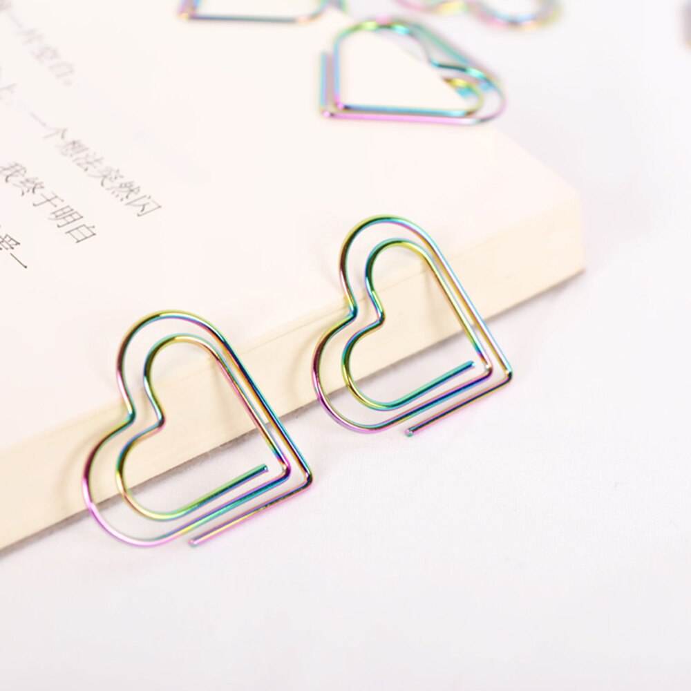 Juego de 12 Clips de papel en forma de Corazón Arco Iris, marcapáginas, herramientas de planificador, Scrapbooking, Clip de notas, carpeta de Metal, Paperclip