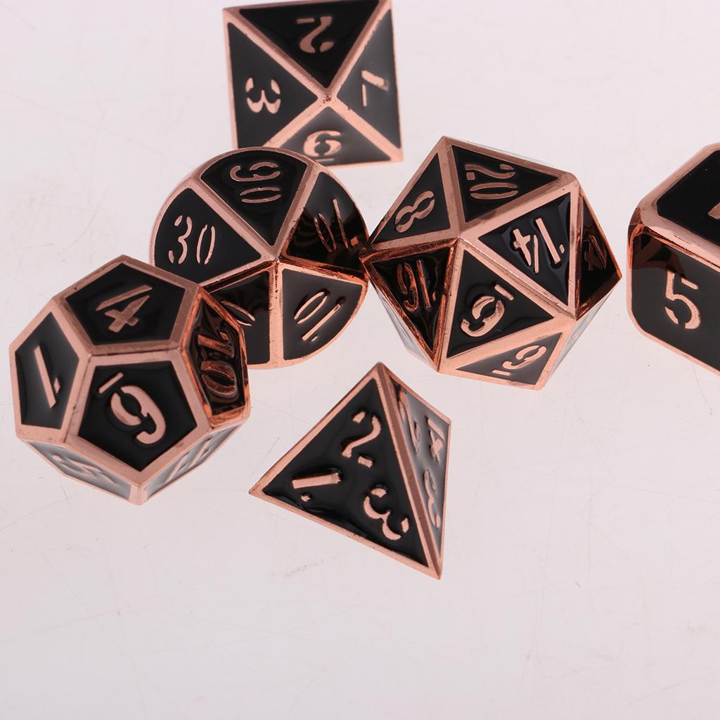 7Pcs Multi-sided Dice Set D&amp;D Dice Game zinc alloy Polyhedral Dice Solid Metal 7-Piece RPG Dice Set