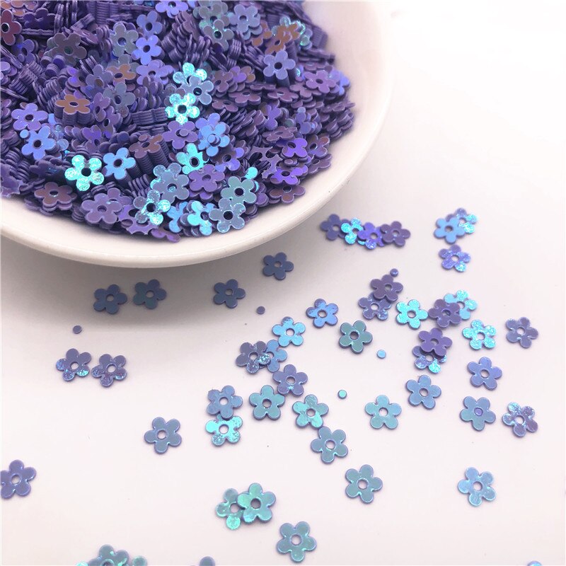 20G 5Mm Midden Gat Pruim Bloem Pailletten Voor Kleding Ambachten Handwerk Naaien Decoraties Glitter Plaksteen Paillette Diy Materiaal: dark purple